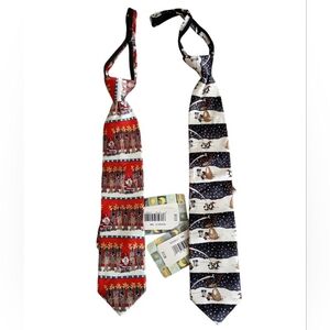 2 Kids Christmas Ties for Boys Silk Adjustable By Zipper American Greetings